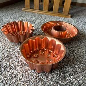 Vintage Copper Jello Molds & Cake Pans - Set of 3 Decorative Kitchenware